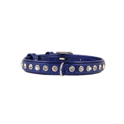 Collar brilliance ошейник кожаный для собак, синий, обхват 27-36 см