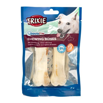 Ласощі для собак Trixie Кістка для чищення зубів Denta Fun 10 см, 70 г (качка)