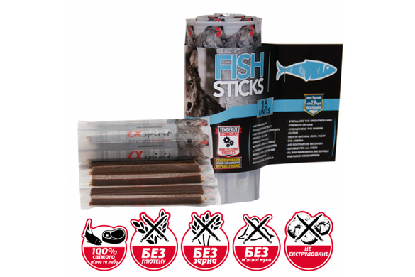 DOG Sticks Fish Chicken - Полувлажное лакомство для собак палочки с рыбой и курицей 4*10г - Alpha Spirit