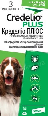 Credelio Plus (Кределіо Плюс) таблетки від бліх, кліщів та гельмінтів для собак 11-22 кг, упаковка (3 шт)