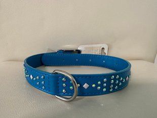 Collar Нашийник Glamour з клейовими стразами, блакитний М