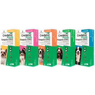 Credelio Plus (Кределіо Плюс) таблетки від бліх, кліщів та гельмінтів для собак 11-22 кг, упаковка (3 шт)