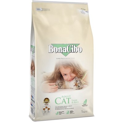 BonaCibo Adult Cat Lamb&Rice, Сухой корм для кошек с чувствительным пищеварением и прихотливых в еде, 5 кг.