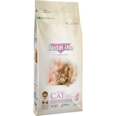 BonaCibo Adult Cat Light&Sterilized Сухой корм для стерилизованных кошек с курицей и анчоусом, 2 кг