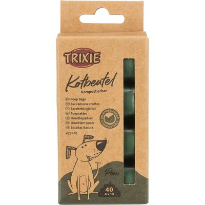 Биоразлагаемые пакеты Trixie для уборки за собаками, набор 4 рулона по 20 пакетов (полиэтилен)