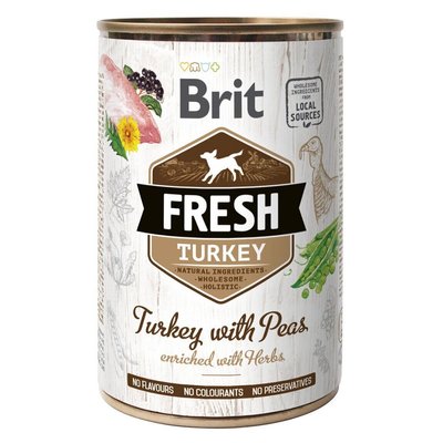 Brit Fresh Turkey with Peas - Влажный корм для собак 400 г (индейка)
