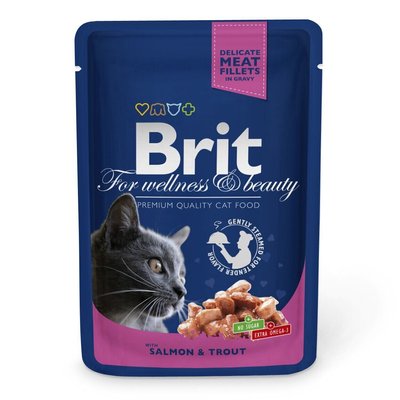 Brit Premium Salmon & Trout pouch - Влажный корм для кошек 100 г (лосось и форель)