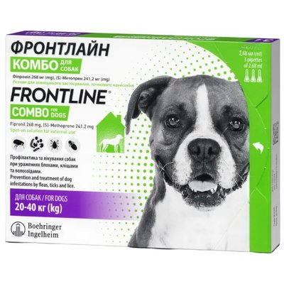 Frontline Combo (Фронтлайн Комбо) капли от блох и клещей для собак 20-40 кг, пипетка