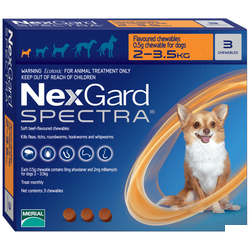 NexGard Spectra (Нексгард Спектра) таблетки от блох, клещей и гельминтов для собак 2-3,5 кг, упаковка (3 шт)