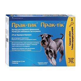 Prac-tic (Прак-тик) краплі від бліх і кліщів для середніх собак 11-22 кг, упаковка