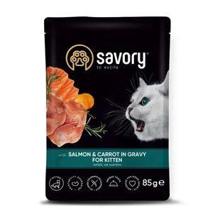 Savory Kitten - Корм вологий для кошенят 85 г (лосось та морква)