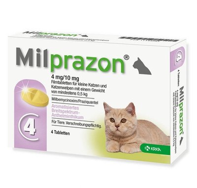Milprazon (Мілпразон) таблетки від гельмінтів для кошенят та котів до 2 кг, упаковка