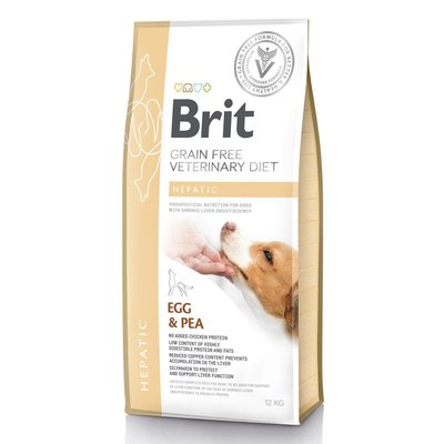 Brit GF Veterinary Diet Hepatic - Сухой корм для собак, при заболеваниях печени 12 кг (яйцо)