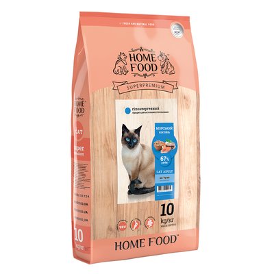 Home Food Гипоаллергенный сухой корм для взрослых кошек Морской коктейль 10 кг