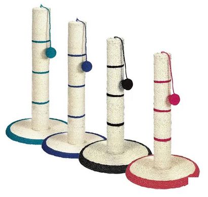 Trixie Когтеточка-столбик с игрушкой на верёвочке h=62 см (бирюзовая, красная, чёрная, синяя)