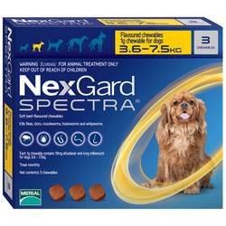 NexGard Spectra (Нексгард Спектра) таблетки від бліх, кліщів та гельмінтів для собак 3,5-7,5 кг, упаковка (3 шт)
