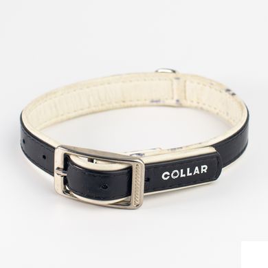Collar brilliance ошейник кожаный для собак, черно-белый, обхват 30-39 см