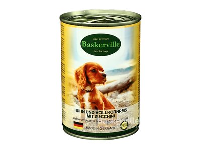 Baskerville консерва для собак Півень з рисом і цукіні 400г