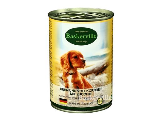 Baskerville консерва для собак Півень з рисом і цукіні 400г