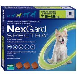 NexGard Spectra (Нексгард Спектра) таблетки від бліх, кліщів та гельмінтів для собак 7,5-15 кг, упаковка (3 шт)