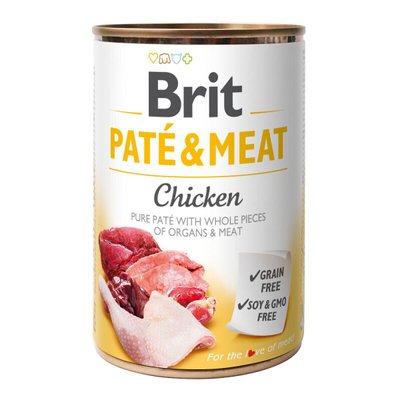 Brit Pate & Meat Chicken - Вологий корм для собак 400 г (курка і яловичина)