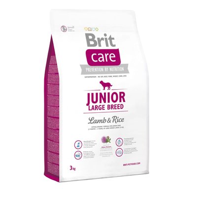 Brit Care Junior Large Breed Lamb & Rice - Сухой корм для щенков и молодых собак крупных пород (весом от 25 кг) 3 кг (ягненок и рис)