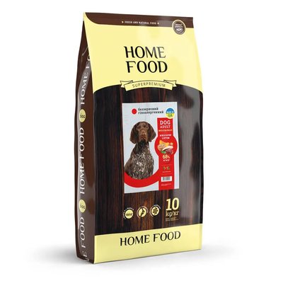 Home Food Гипоаллергенный, беззерновой сухой корм для взрослых собак средних и крупных пород «Мясо Утки с Нутом» 10 кг
