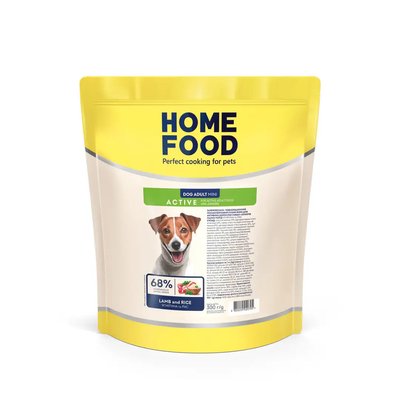 Home Food Полнорационный сухой корм для взрослых активных собак и юниоров маленьких пород «Ягненок с Рисом» 300 г
