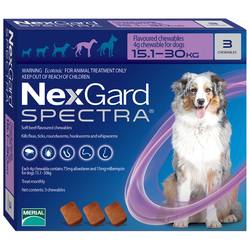 NexGard Spectra (Нексгард Спектра) таблетки від бліх, кліщів та гельмінтів для собак 15-30 кг, упаковка (3 шт)