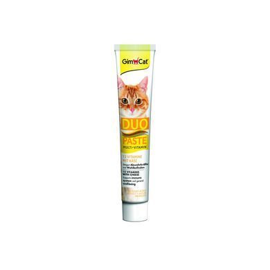GimCat DUO PASTE Multi-vitamin 12 vitamins with cheese Паста для кошек всех пород 12 витаминов и сыр 50г