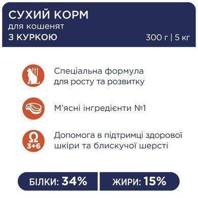 Сухой корм Клуб 4 Лапы Premium For Kittens для котят, с курицей, 300 г