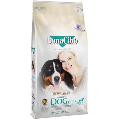 BonaCibo Adult Dog Form Senior/Over Weight, Chicken Сухой корм для стареющих собак и собак с лишним весом с курицей и анчоусом, 15 кг