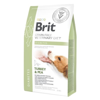 Brit GF Veterinary Diet Diabetes - Сухой корм для собак, при сахарном диабете 2 кг (индейка)