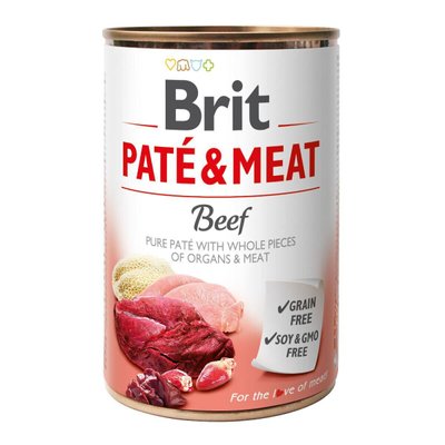 Brit Pate & Meat Beef - Влажный корм для собак 400 г (говядина и индейка)