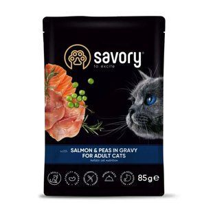 Savory Adult - Корм вологий для котів 85 г (лосось та горошок)