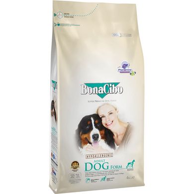 BonaCibo Adult Dog Form Senior/Over Weight, Chicken Сухой корм для стареющих собак и собак с лишним весом с курицей и анчоусом, 4 кг