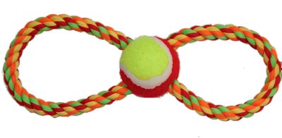 Игрушка для собак CROCI канат грейфер восьмерка с мячиком 28 см, d=6 см