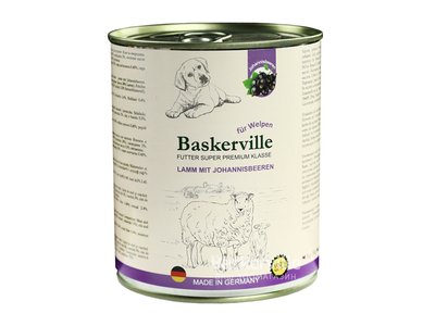 Baskerville консерва для щенков ягненок и смородина 800г