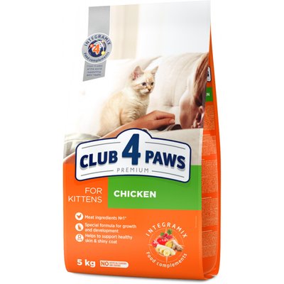 Сухой корм Клуб 4 Лапы Premium For Kittens для котят, с курицей, 5 кг