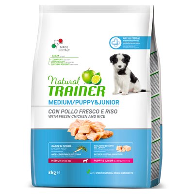 Trainer Dog Natural Puppy&Junior Medium Трейнер сухой корм для щенков средних пород, до 15 месяцев, 3 кг.