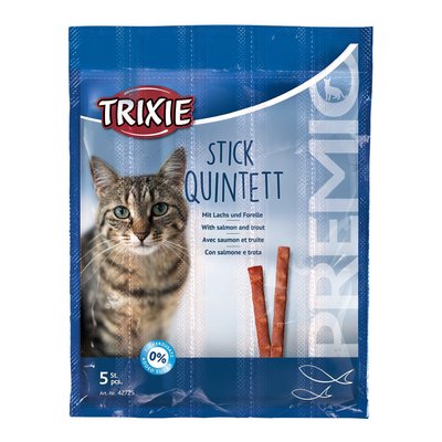 Ласощі для кішок Trixie PREMIO Quadro-Sticks 5 шт. (Лосось і форель)