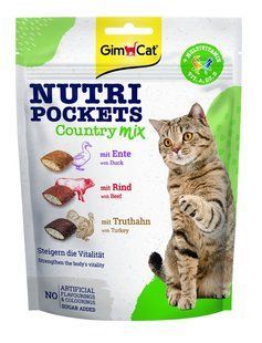 GimCat Nutri Pockets лакомство витаминное Кантри микс для кошек с уткой говядиной и индейкой 150 г