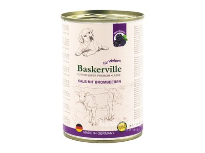 Baskerville консерва для щенков телятина и ежевика 400г