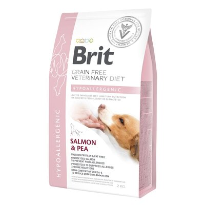 Brit GF Veterinary Diet Hypoallergenic - Сухий корм для собак, при харчовій алергії 2 кг (лосось)