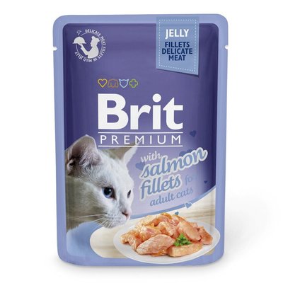 Brit Premium Cat Salmon Fillets Jelly pouch - Влажный корм для кошек 85 г (филе лосося в желе)