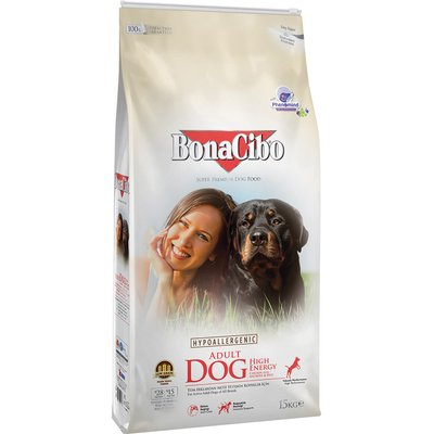 BonaCibo Adult Dog Adult Dog High Energy Chicken&Rice with Anchovy Сухой корм для взрослых активных собак всех пород с курицей и анчоусом, 15 кг