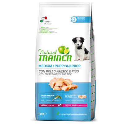 Trainer Dog Natural Puppy&Junior Medium Трейнер сухой корм для щенков средних пород, до 15 месяцев, 12 кг.