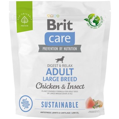 Brit Care Dog Sustainable Adult Large Breed - Сухой корм для собак крупных пород 1 кг (курица и насекомые)