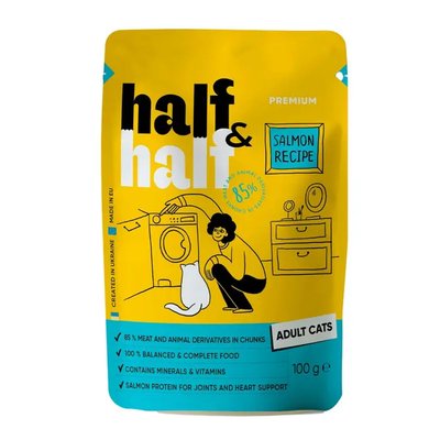Half&Half Adult - Влажный корм для кошек 100 г (лосось)