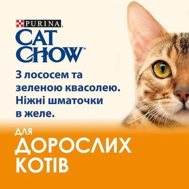 Cat Chow Adult Кусочки в желе с лососем и зеленой фасолью 85 г